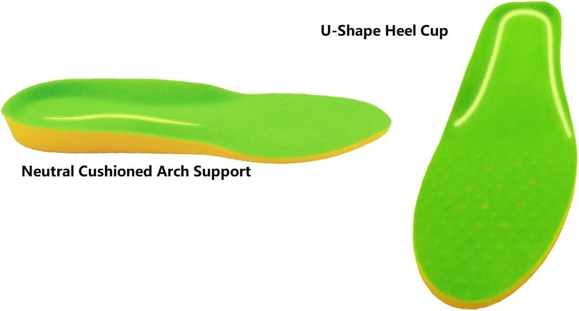 2 Pairs Wide Fit Insoles Plantar Fasciitis Orthotics PU Memory Foam Comfort Shoe Inserts for Men and Women, Cushioned Arch Support, Shock Absorption and Foot Pain Relief (Men 9-11/Women 10-12)