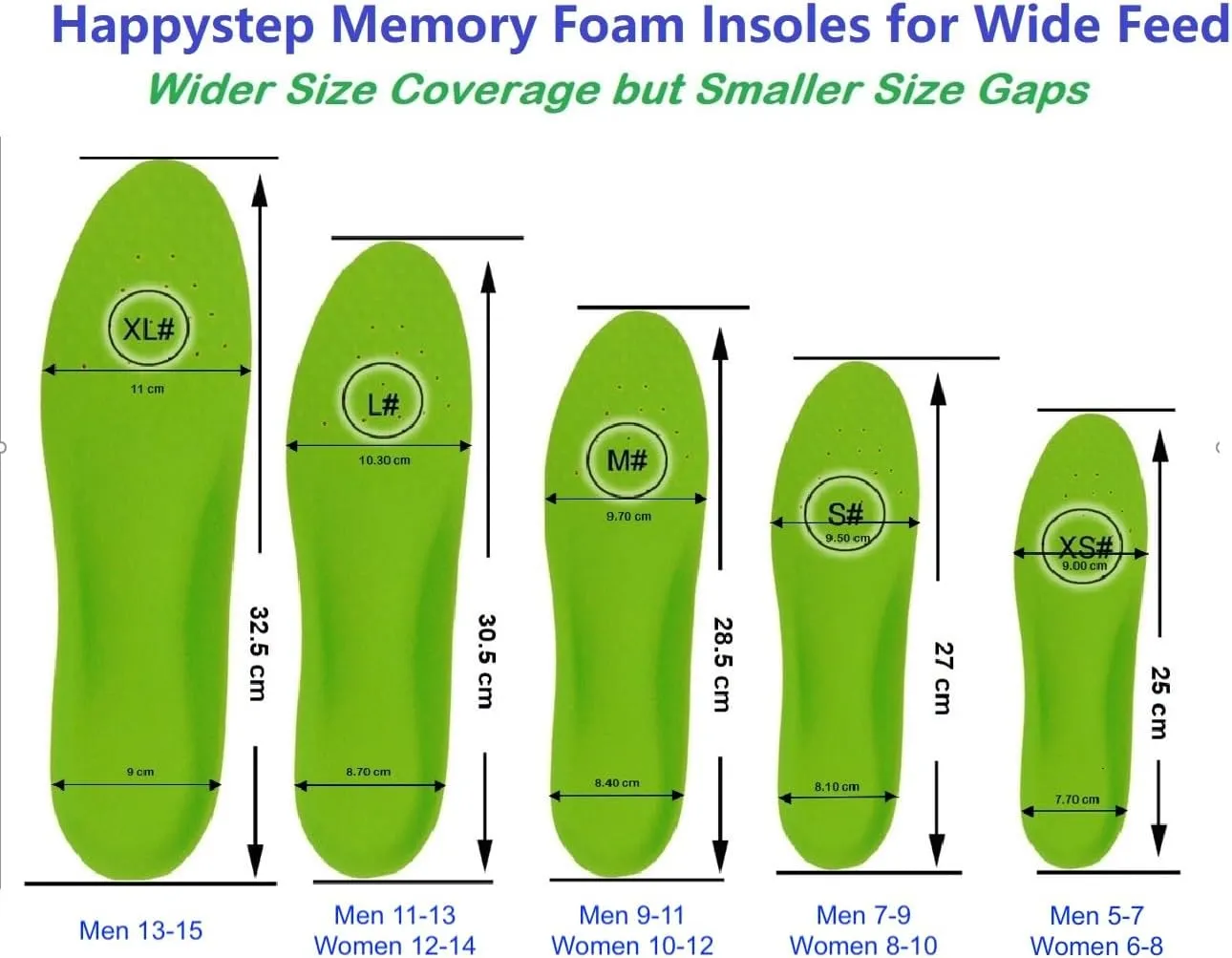 2 Pairs Wide Fit Insoles Plantar Fasciitis Orthotics PU Memory Foam Comfort Shoe Inserts for Men and Women, Cushioned Arch Support, Shock Absorption and Foot Pain Relief (Men 9-11/Women 10-12)