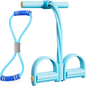 21 Fitness Resistance Bands-4 Tube Pedal Ankle Puller, Pedal Resistance Band with Handle, 2025 Upgrade Multifunction Tension Rope, for Abdomen/Waist/Arm/Leg Stretching Slimming Training