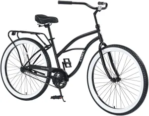 26 Inch Beach Cruiser Bike for Men, Single Speed Bicycles with Steel Frame, Wide Wheels and Rear Coaster Brakes, Commuter City Bike for Adults