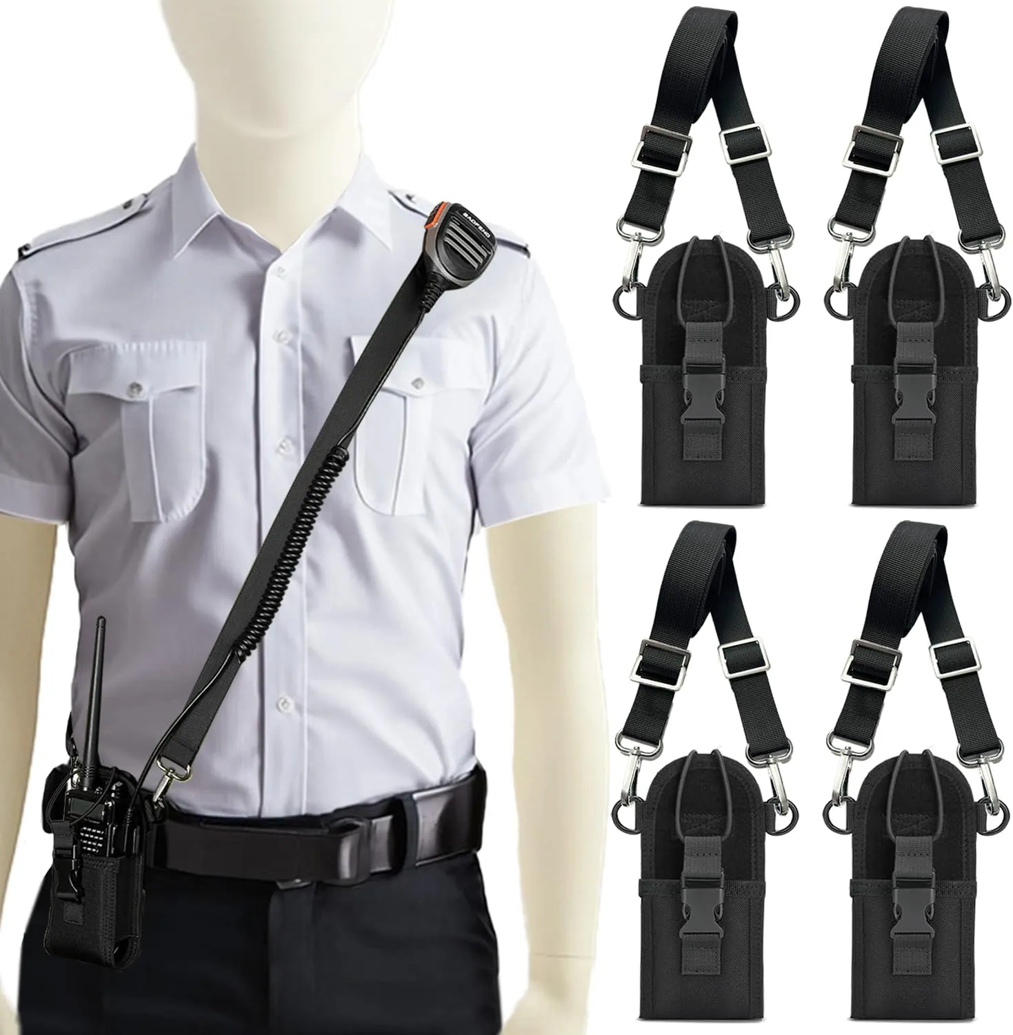4 Pack Radio Strap and Holder, Radio Pouch, Walkie Talkie Holster for Baofeng Kenwood Motorola Two Way Walkie Talkies