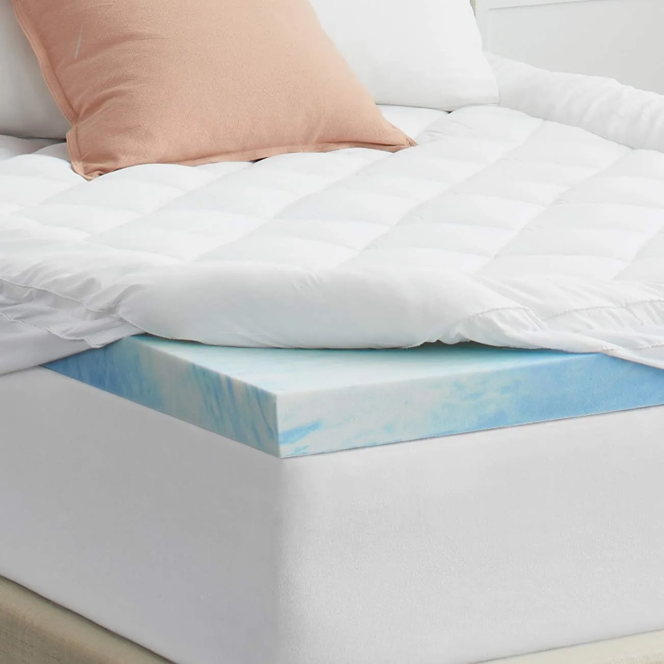 4" SealyChill™ Gel   Comfort Memory Foam Mattress Topper with Pillowtop Washable Allergen Resistant Cover, Queen (F02-00161-QN0), White