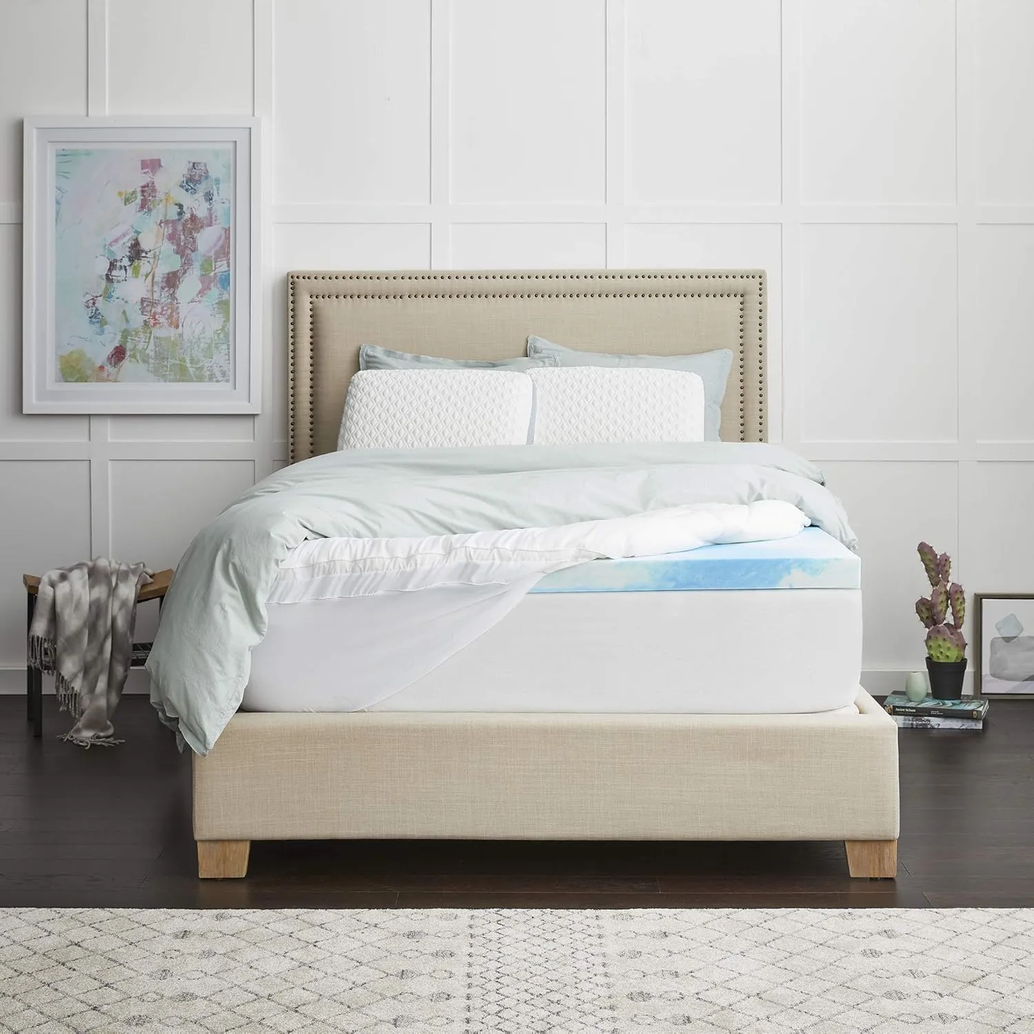 4" SealyChill™ Gel   Comfort Memory Foam Mattress Topper with Pillowtop Washable Allergen Resistant Cover, Queen (F02-00161-QN0), White