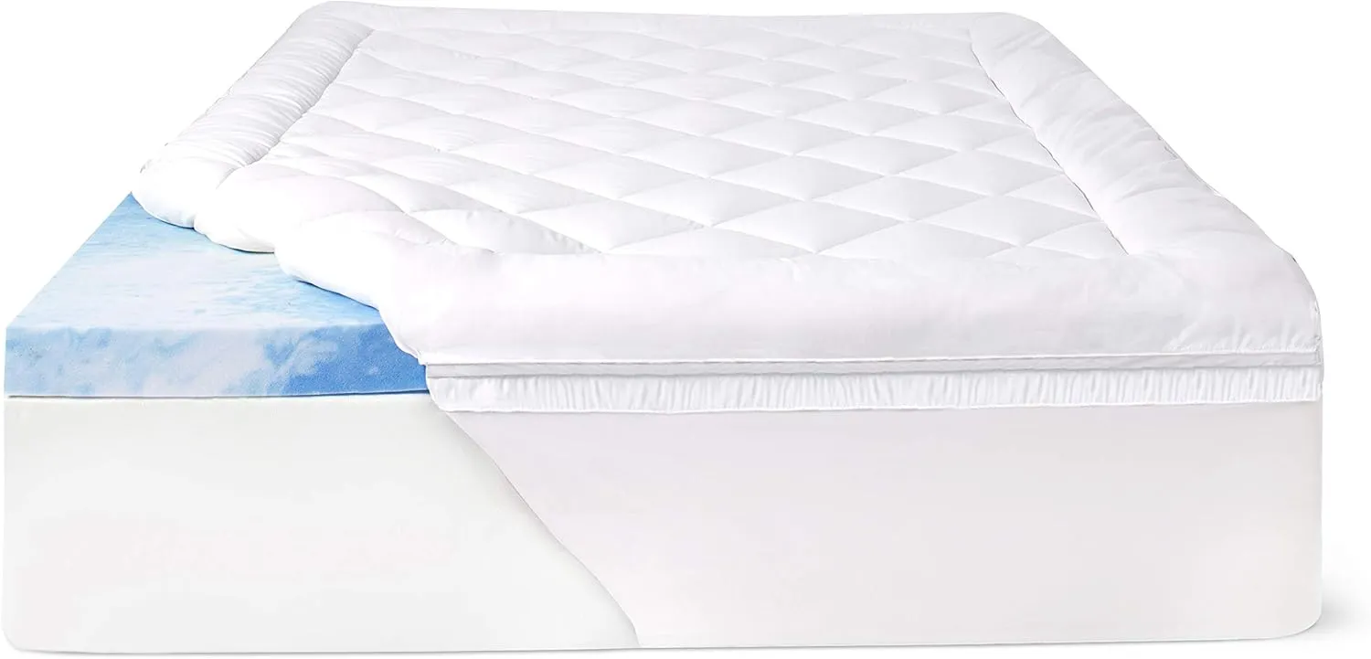 4" SealyChill™ Gel   Comfort Memory Foam Mattress Topper with Pillowtop Washable Allergen Resistant Cover, Queen (F02-00161-QN0), White