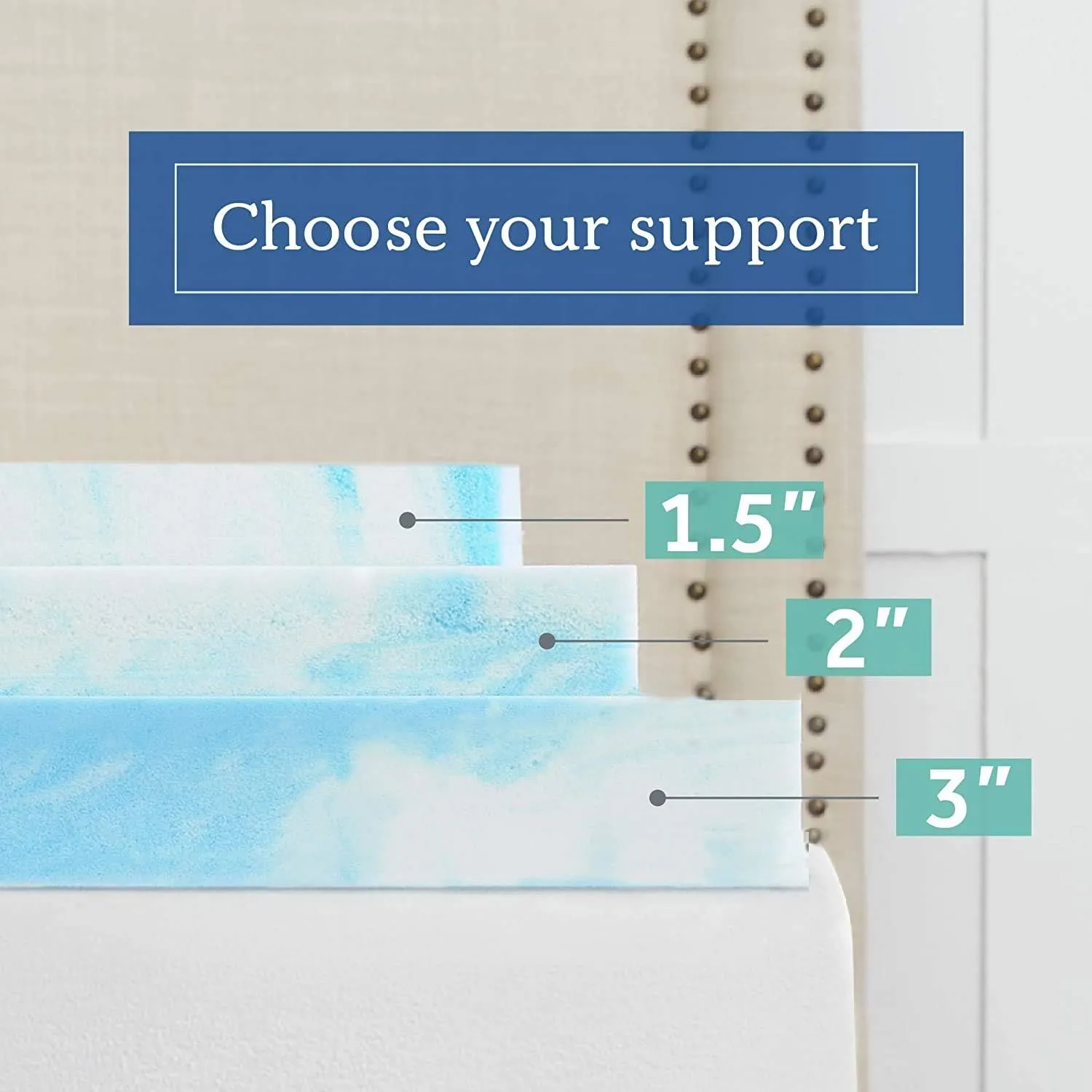 4" SealyChill™ Gel   Comfort Memory Foam Mattress Topper with Pillowtop Washable Allergen Resistant Cover, Queen (F02-00161-QN0), White