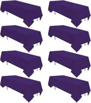 8 Pack Purple Tablecloth 60 x 126 Inch Polyester Table Cloth for 8 Foot Rectangle Tables, Wrinkle Resistant Washable Decorative Fabric Table Covers for Wedding Party Banquet Buffet and Camping
