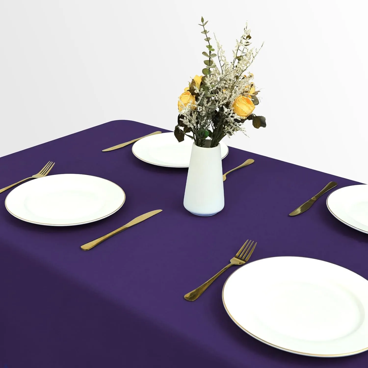 8 Pack Purple Tablecloth 60 x 126 Inch Polyester Table Cloth for 8 Foot Rectangle Tables, Wrinkle Resistant Washable Decorative Fabric Table Covers for Wedding Party Banquet Buffet and Camping