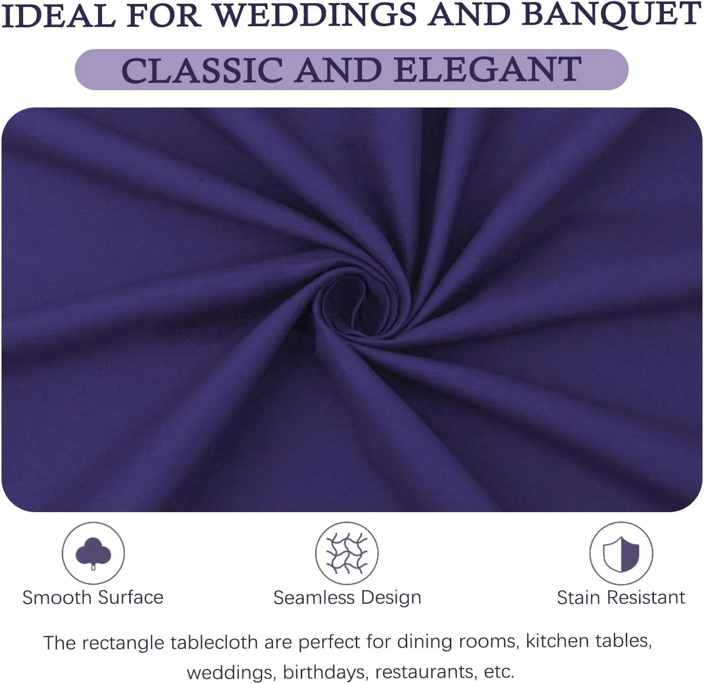 8 Pack Purple Tablecloth 60 x 126 Inch Polyester Table Cloth for 8 Foot Rectangle Tables, Wrinkle Resistant Washable Decorative Fabric Table Covers for Wedding Party Banquet Buffet and Camping
