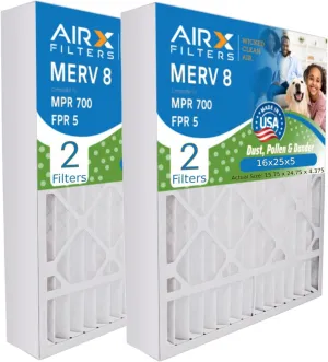 AIRX FILTERS WICKED CLEAN AIR. 16x25x5 Air Filter MERV 8 Compatible with Lennox X6670 Air Filter 2 Pack