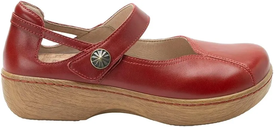 Alegria Women's Onika Leather Wood Grain Mary Jane Shoes