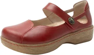 Alegria Women's Onika Leather Wood Grain Mary Jane Shoes