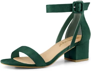 Allegra K Women's Ankle Strap Block Low Heel Sandal