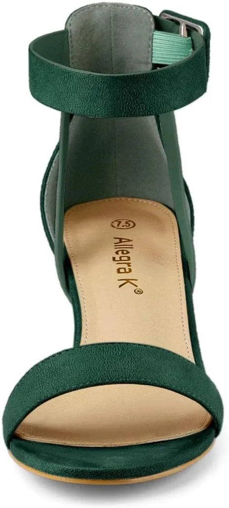 Allegra K Women's Ankle Strap Block Low Heel Sandal