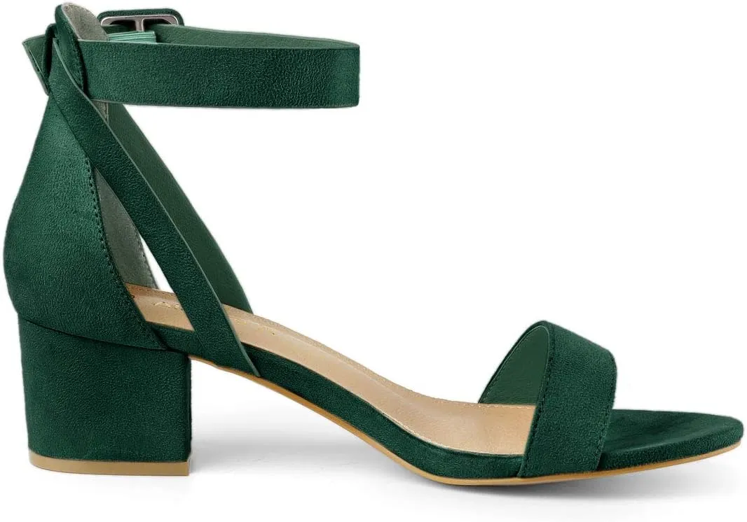 Allegra K Women's Ankle Strap Block Low Heel Sandal