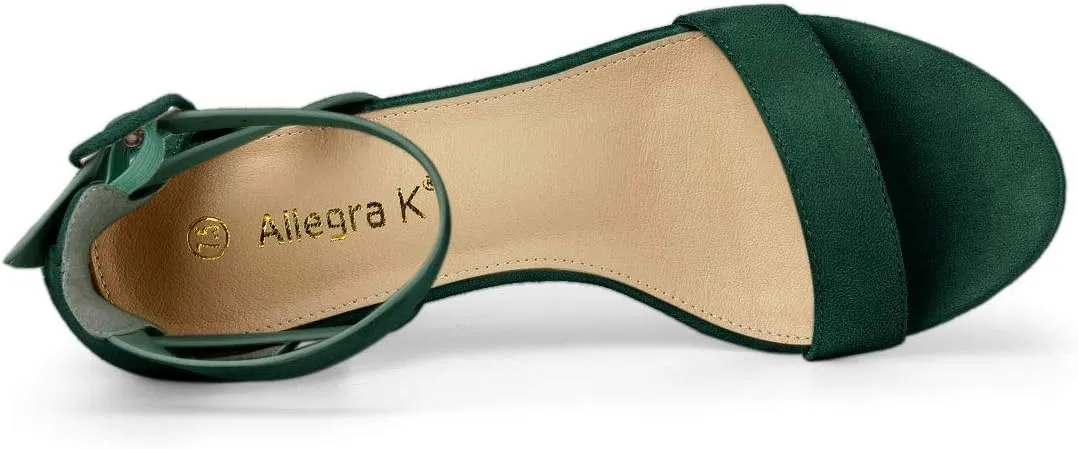Allegra K Women's Ankle Strap Block Low Heel Sandal