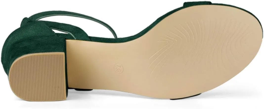 Allegra K Women's Ankle Strap Block Low Heel Sandal