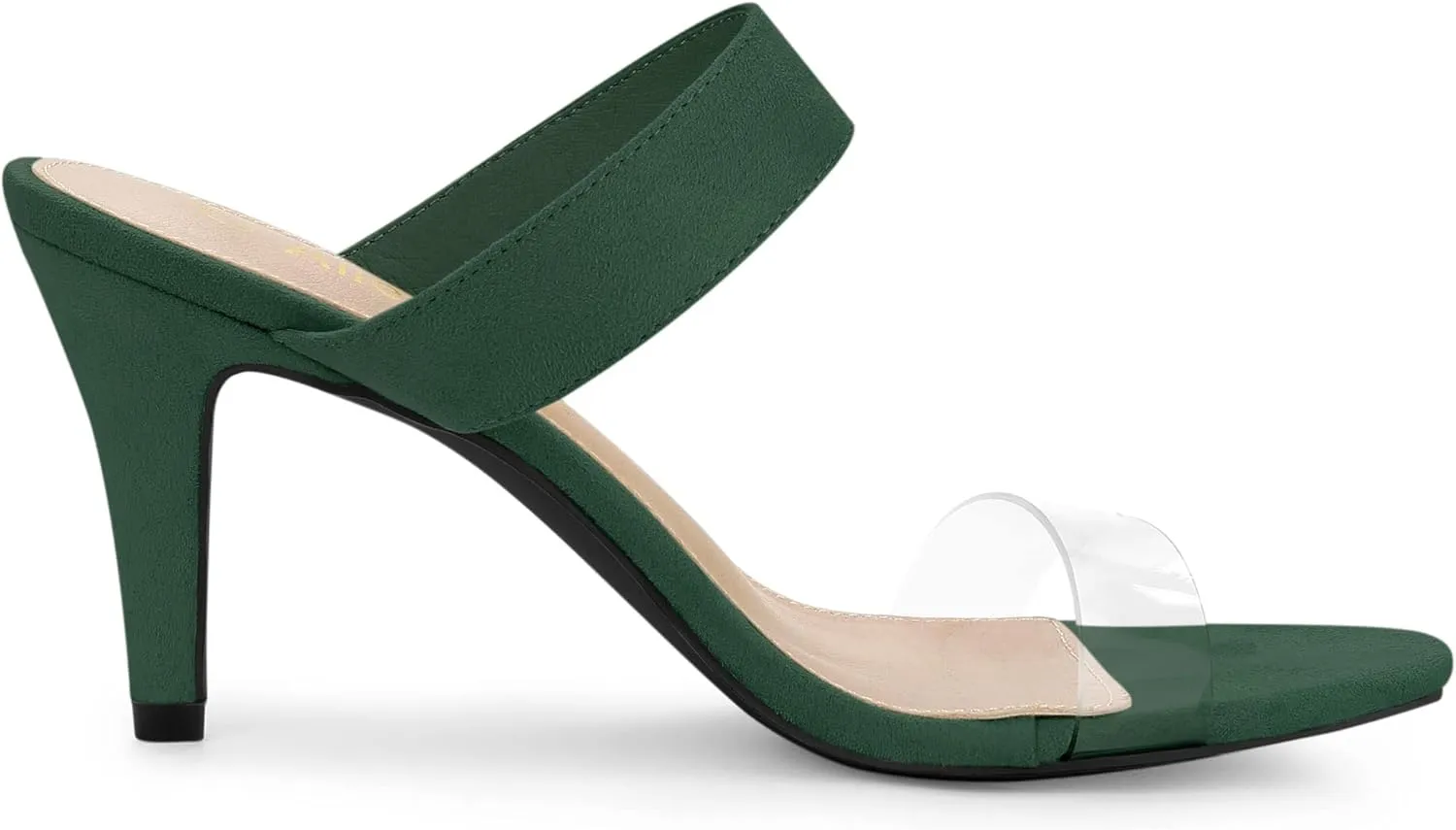 Allegra K Women's Clear Strap Stiletto Heel Slides Sandals
