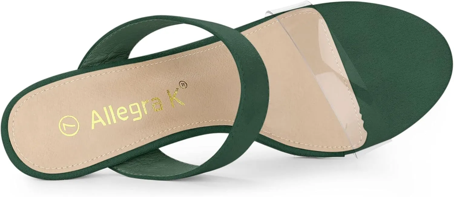 Allegra K Women's Clear Strap Stiletto Heel Slides Sandals