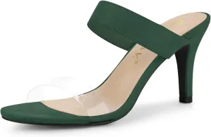 Allegra K Women's Clear Strap Stiletto Heel Slides Sandals