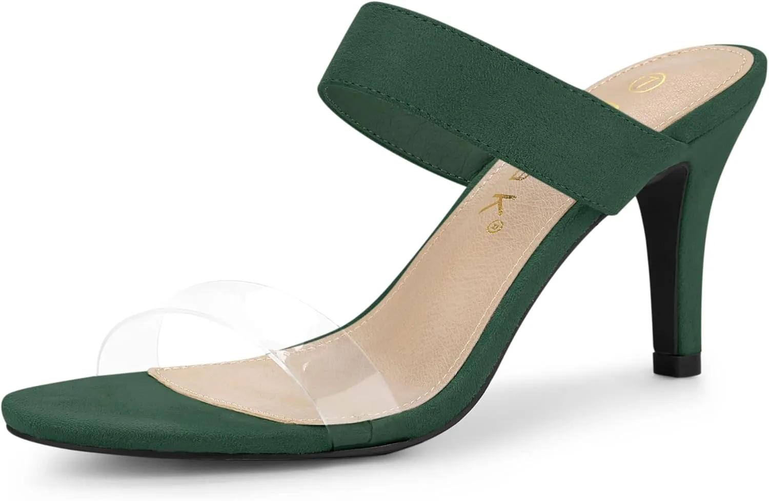 Allegra K Women's Clear Strap Stiletto Heel Slides Sandals