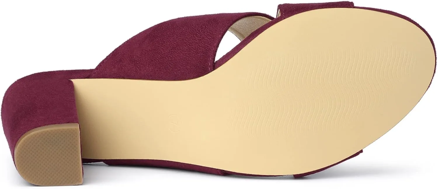 Allegra K Women's Crisscross Strap Block Heel Slide Sandals