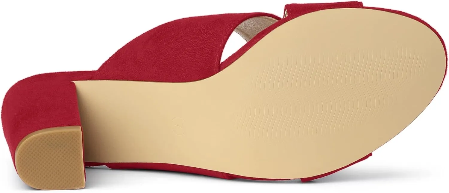 Allegra K Women's Crisscross Strap Block Heel Slide Sandals
