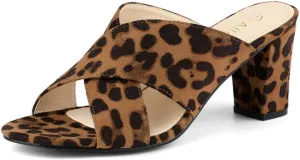 Allegra K Women's Crisscross Strap Block Heel Slide Sandals