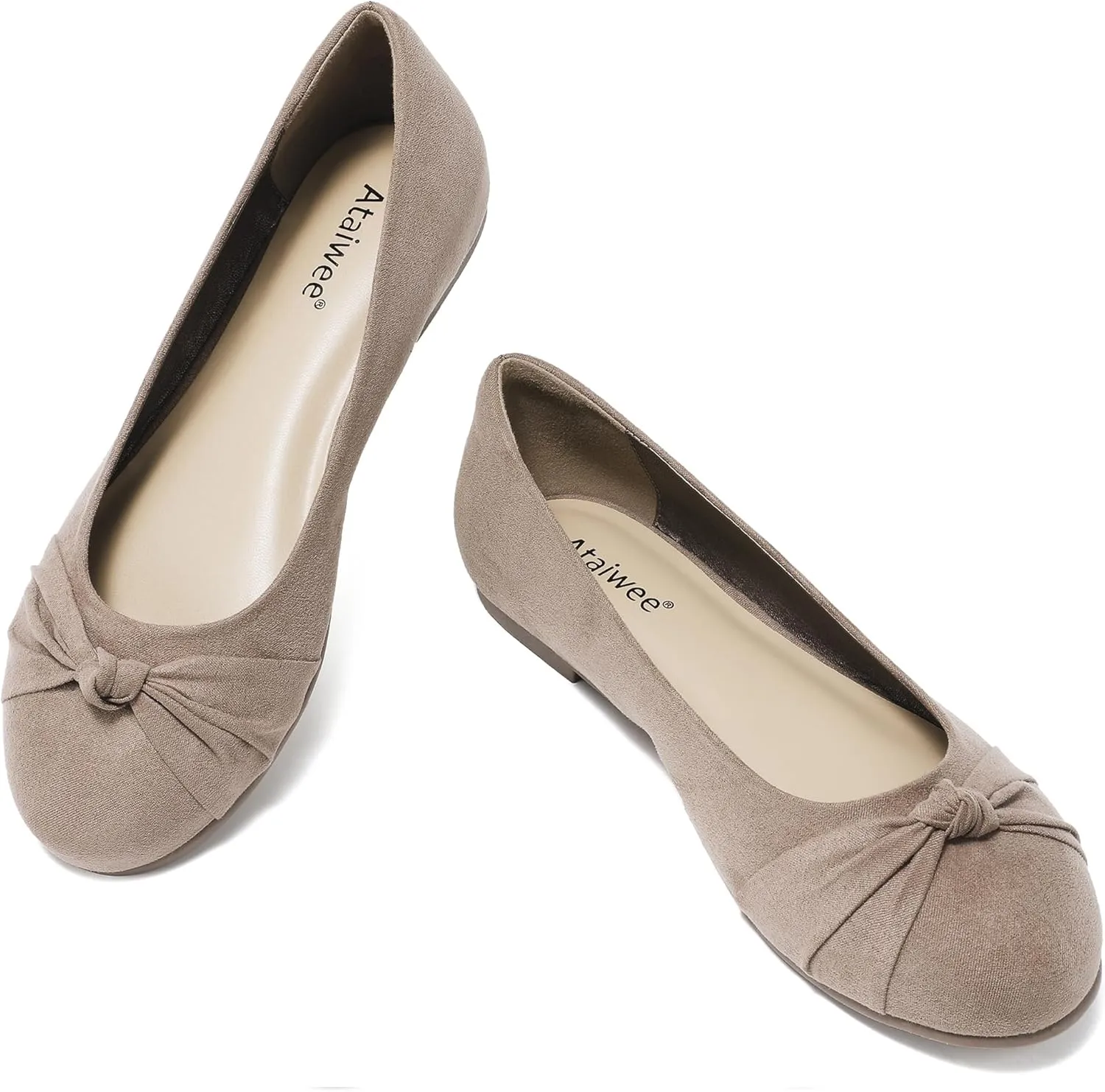 Ataiwee Women's Wide Width Flats Shoes - Ladies Cute and Comfortable Dress Ballet Shoes.