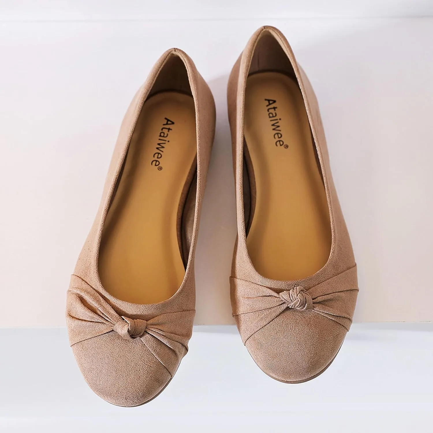 Ataiwee Women's Wide Width Flats Shoes - Ladies Cute and Comfortable Dress Ballet Shoes.