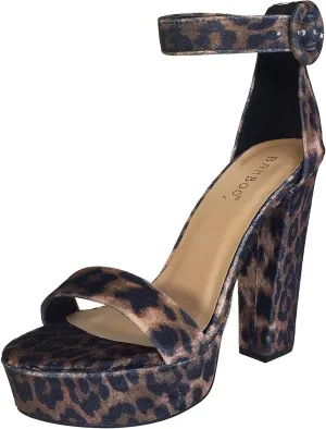 BAMBOO Women's Chunky Heel Platform Sandal with Ankle Strap