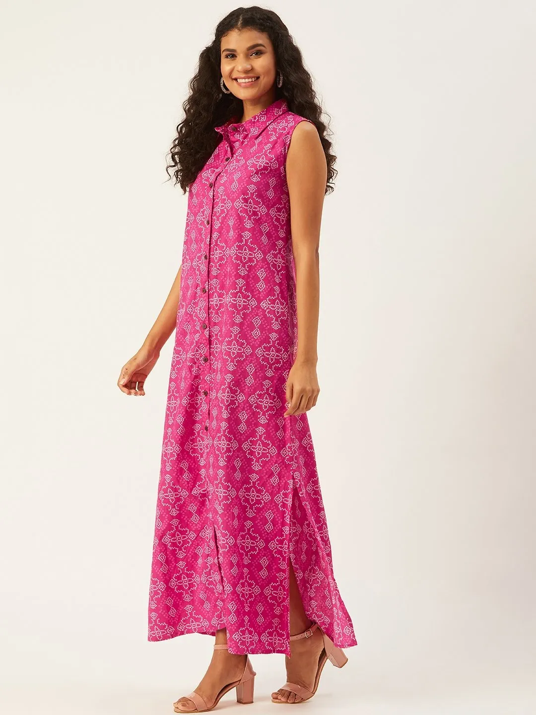 Bandhini In Pink And Collar