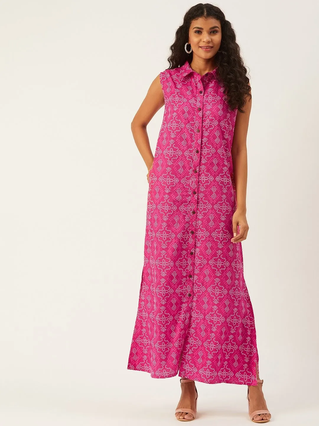 Bandhini In Pink And Collar