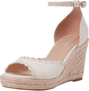 Bandolino Women's KENDRI Wedge Sandal, Ivory 150, 8