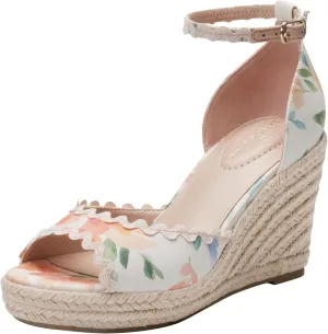 Bandolino Women's KENDRI Wedge Sandal, Ivory Floral Multi 150, 9.5