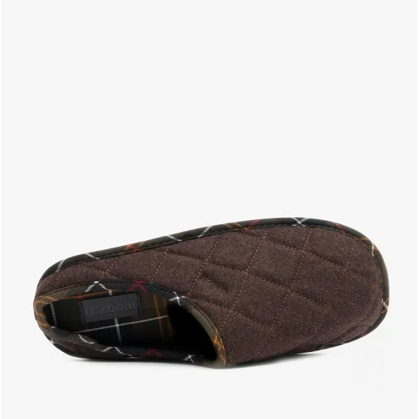 Barbour SWINBURNE Mens Wool Mule Slippers Brown