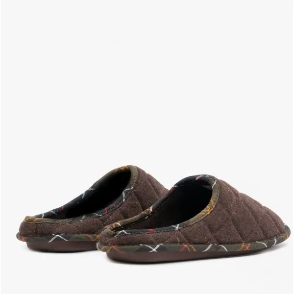 Barbour SWINBURNE Mens Wool Mule Slippers Brown
