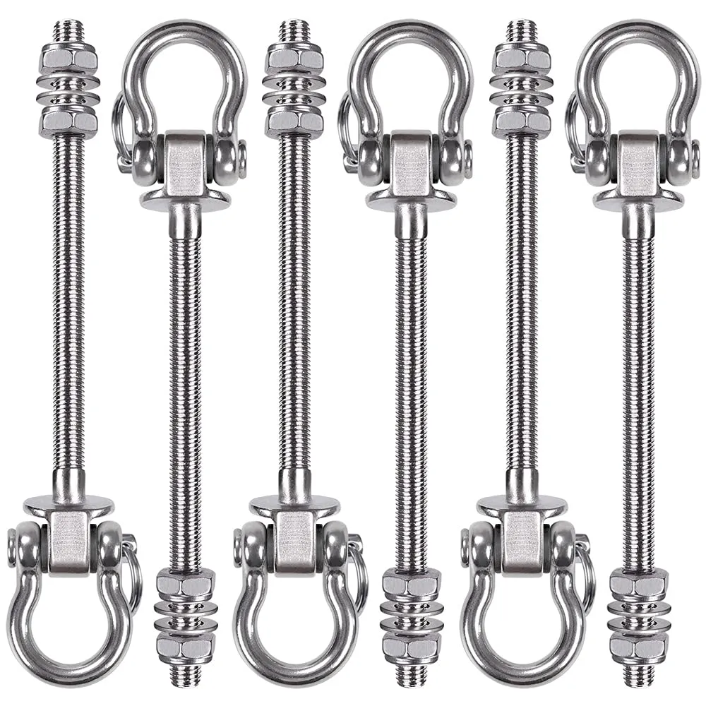 BeneLabel 6Pcs Wood Beam & I-Beam Hanger, Permanent Antirust Stainless Steel Heavy Duty Swing Hooks, Yoga Hammock Chair Sandbag, Swing Sets Hardware, 180° Swing, 7" x M2/5"