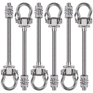 BeneLabel 6Pcs Wood Beam & I-Beam Hanger, Permanent Antirust Stainless Steel Heavy Duty Swing Hooks, Yoga Hammock Chair Sandbag, Swing Sets Hardware, 180° Swing, 7" x M2/5"