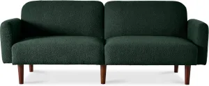 Best Choice Products 77" Mid Century Modern Boucle Loveseat Sofa, Couch, Convertible Sofa Sleeper Bed w/Real Wood, Removable Armrest - Evergreen