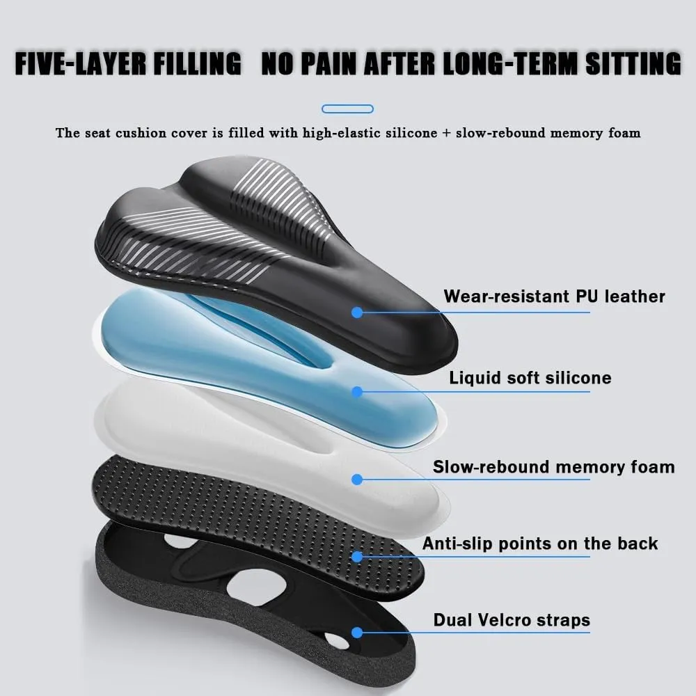 Bike Seat Cushion for Bianchi Via Nirone 7 Alu C2C Via Nirone 7 Alu Carbon, Memory Foam & Gel Padded Cover Bicycle Seat for Men Women Shock-Absorbing Comfort Bike Seat Pad,A