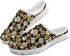 Binienty Women Wide Width Mesh Slippers Fashion Slip on Mule Shoes Breathable Ladies Outdoor Garden Loafers