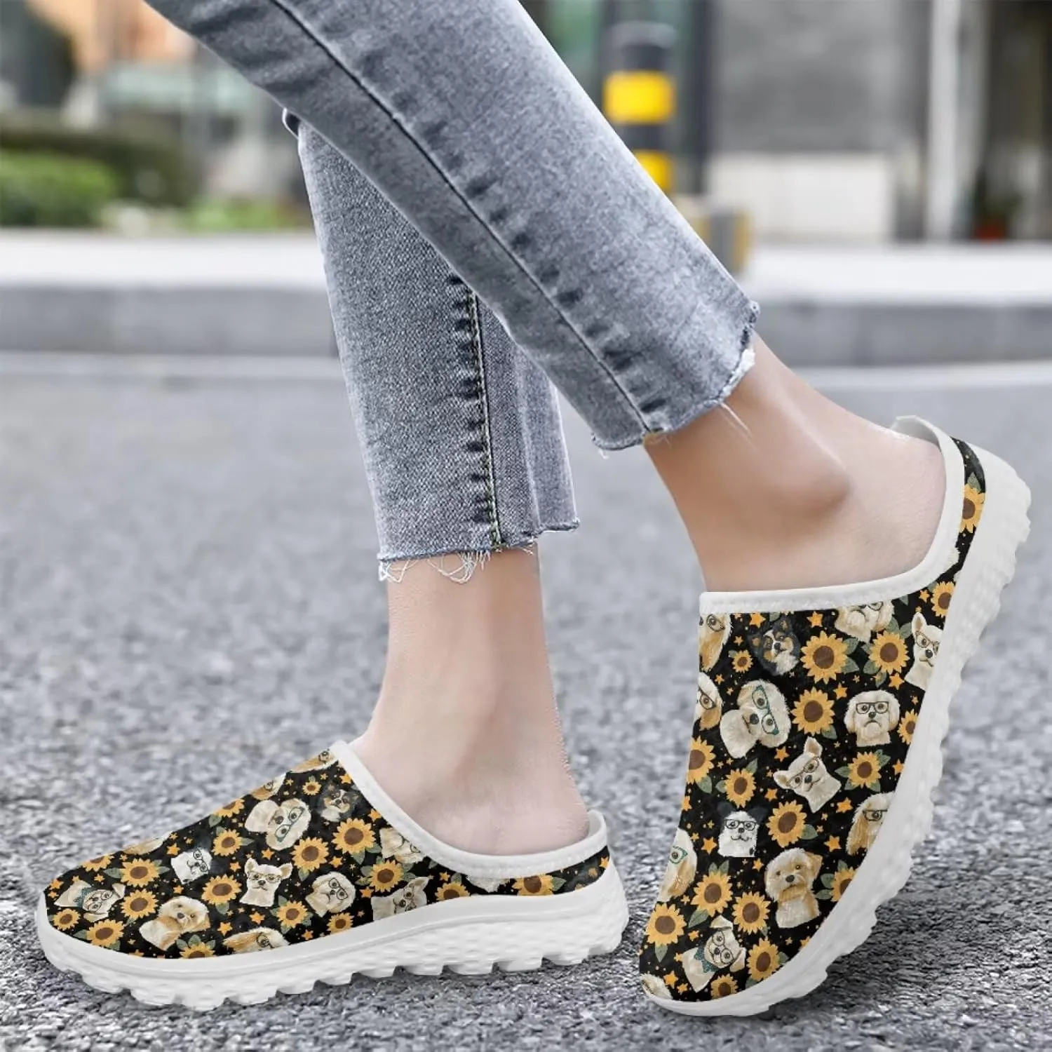 Binienty Women Wide Width Mesh Slippers Fashion Slip on Mule Shoes Breathable Ladies Outdoor Garden Loafers