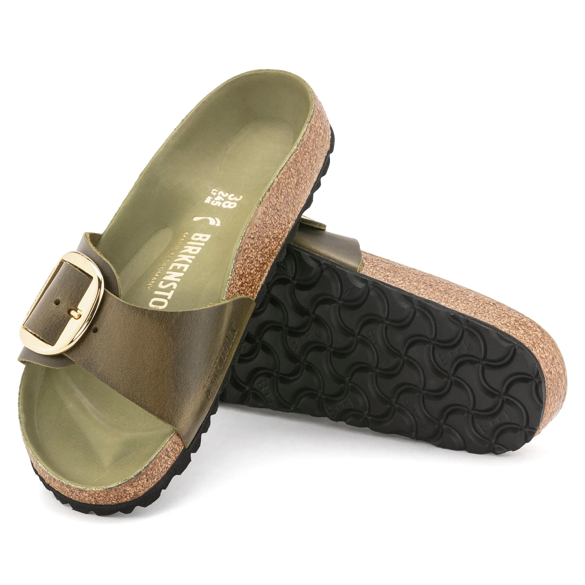 Birkenstock Madrid Big Buckle green olive oiled leather