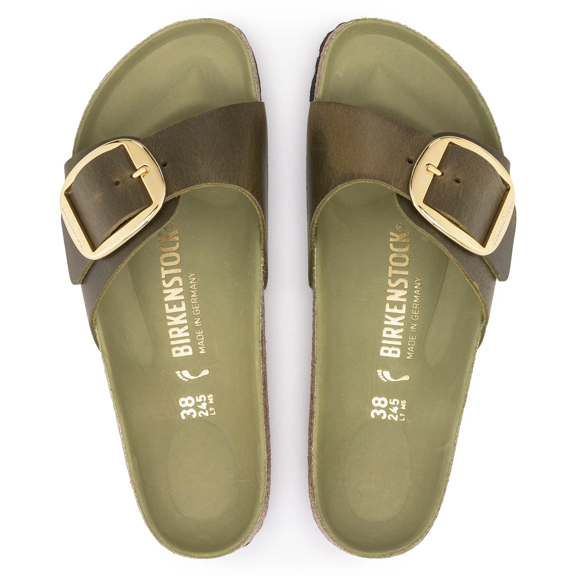 Birkenstock Madrid Big Buckle green olive oiled leather