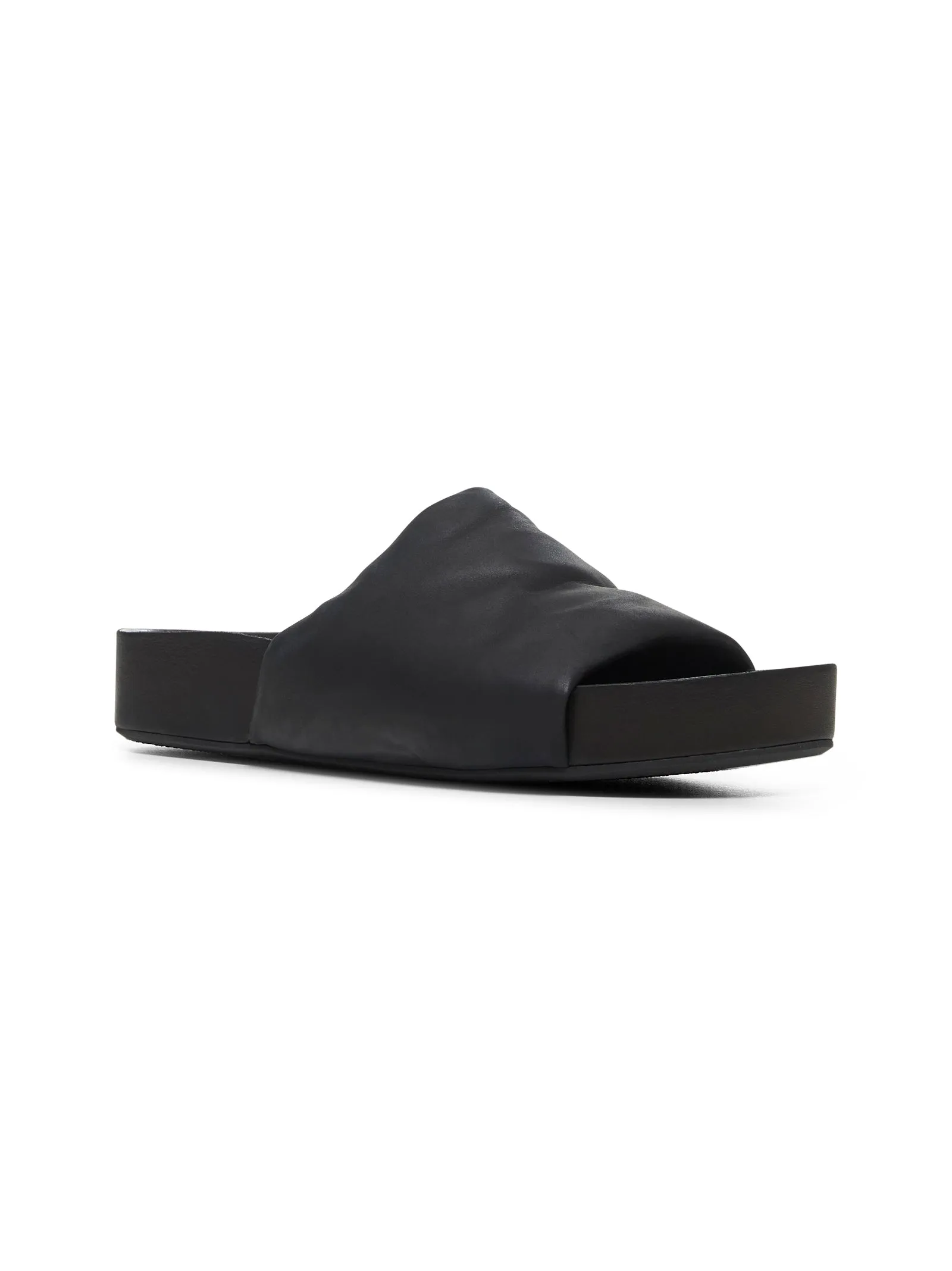 Black nubuck slide sandals