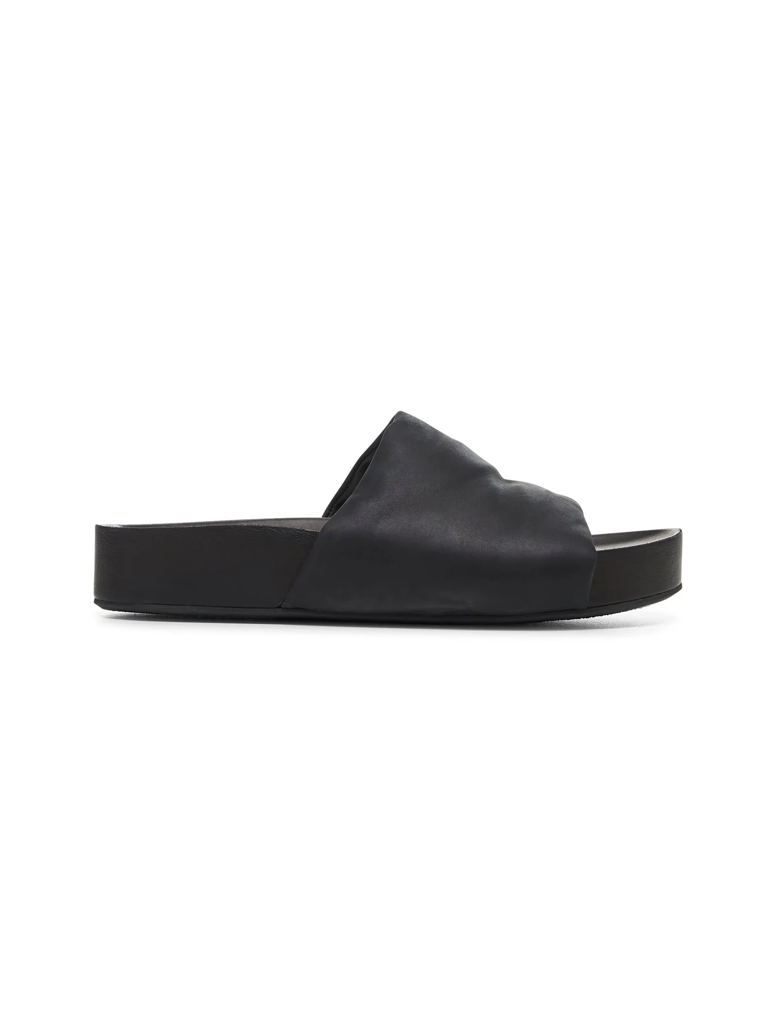 Black nubuck slide sandals