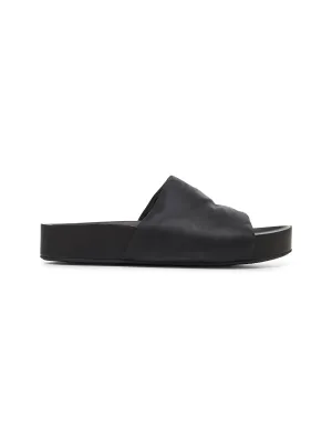 Black nubuck slide sandals