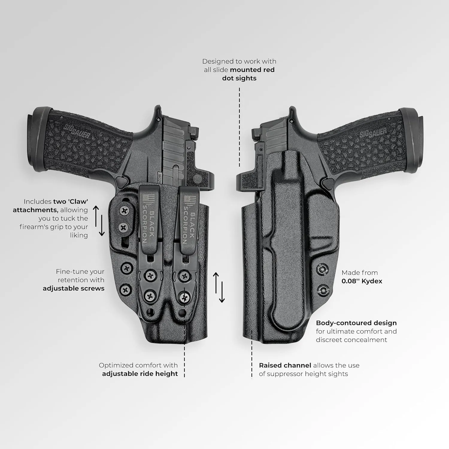 Black Scorpion Outdoor Gear AIWB Dual Clip X Holster fits CZ Shadow 2 Compact w/TLR-7X