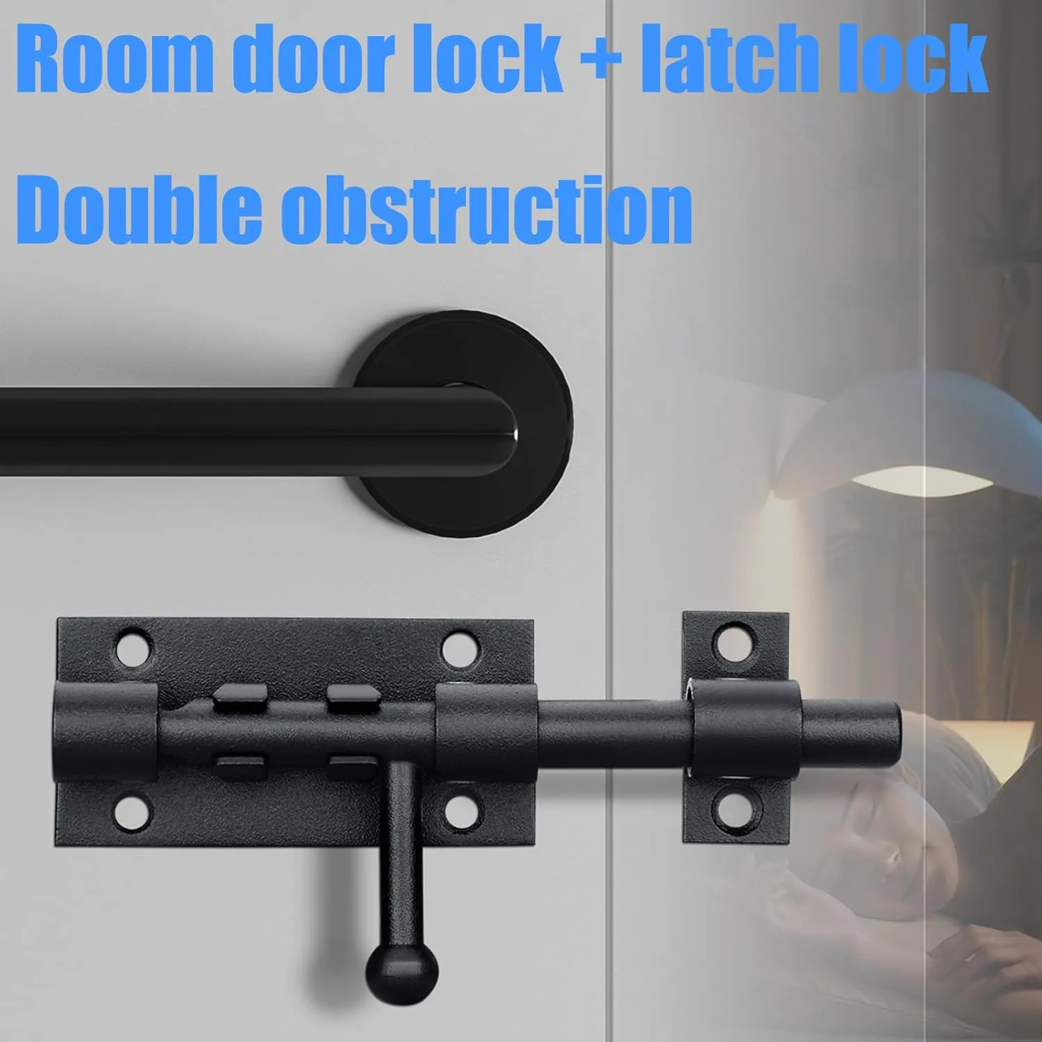 Black Stainless Steel 5in Slide Bolt Gate Latch, Internal Door Bolt with Hanging Lock Hole, can be Used for barn Doors, Fence Doors, Floor Bolt(2Pack)