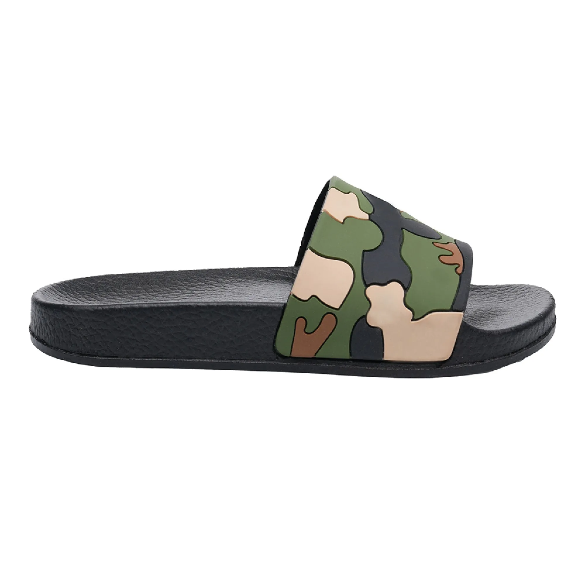 Boys’ Camo Sliders – Comfortable & Stylish Slip-On Sandals – Blue or Khaki